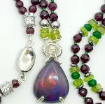 2815 Ateş Opal Garnet(Lal) Zebercet Yeşim Hematit Gümüş(925) aparatlı el yapımı kolye-4