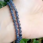 2827 Hindistan el kesimi İyolit(su safiri) Hematit Zirkon rondela el yapımı bileklik-4