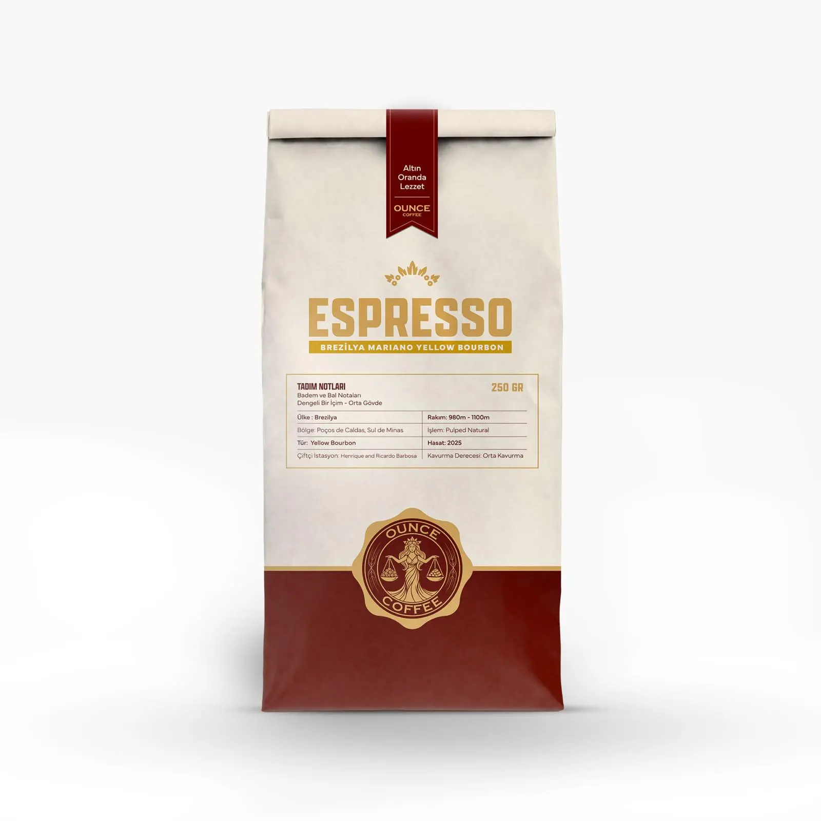 Espresso Brezilya Mariano Yellow Bourbon ÇEKİRDEK KAHVE 250GR