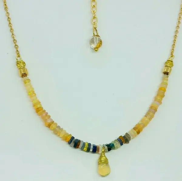 2842 Etiyopya Opal el yapımı kolye