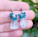 2821 Ham Topaz Apatit el yapımı çelik aparatlı küpe-4