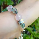 2817 Florit Kuvars Hematit Zirkon çelik aparatlı el yapımı bileklik-3