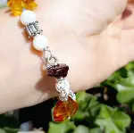 2811 Tibet Akik Kehribar Sedef Hematit Zirkon çelik aparatlı el yapımı bileklik-3
