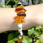 2811 Tibet Akik Kehribar Sedef Hematit Zirkon çelik aparatlı el yapımı bileklik-2