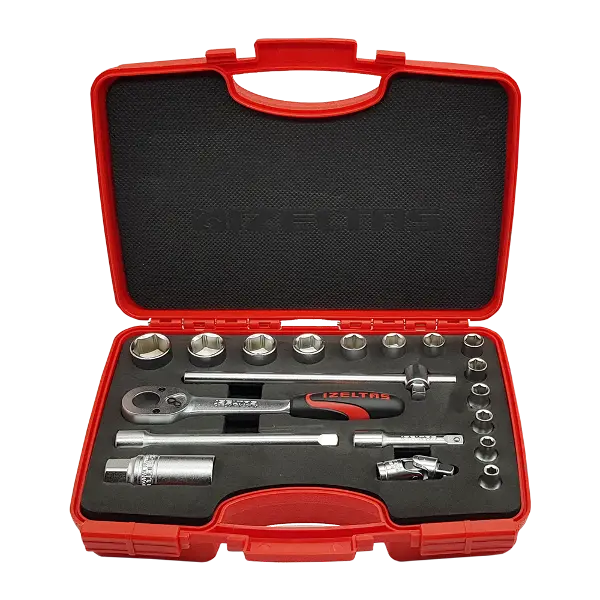 İzeltaş 1110 00 6019 3/8'' Altı Köşe Lokma Anahtar Takımı 19 Parça