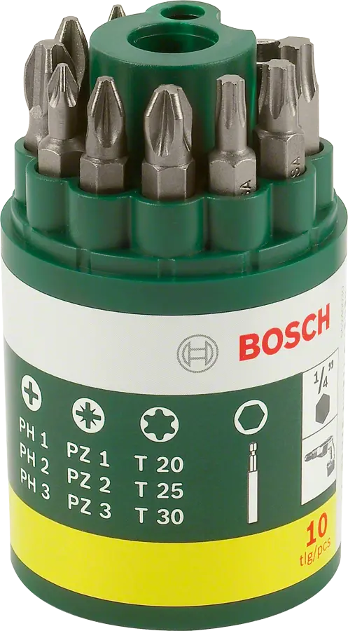 Bosch 10 Parça Vidalama Ucu Seti (PH+PZ+T)