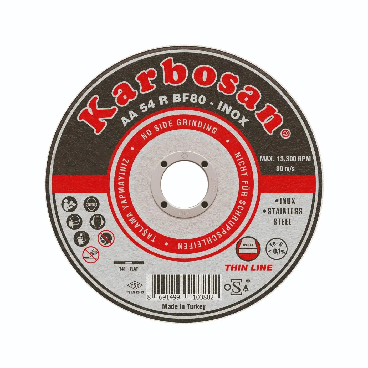 Karbosan 910380 Paslanmaz Çelik (Inox) Kesme Diski 115 x 1.0 x 22.23 mm - 25'li Paket-2