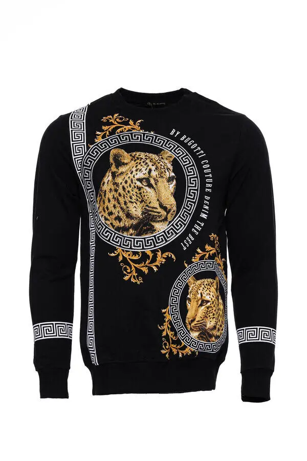 Siyah Taşlı Desenli Sweatshirt - Wessi