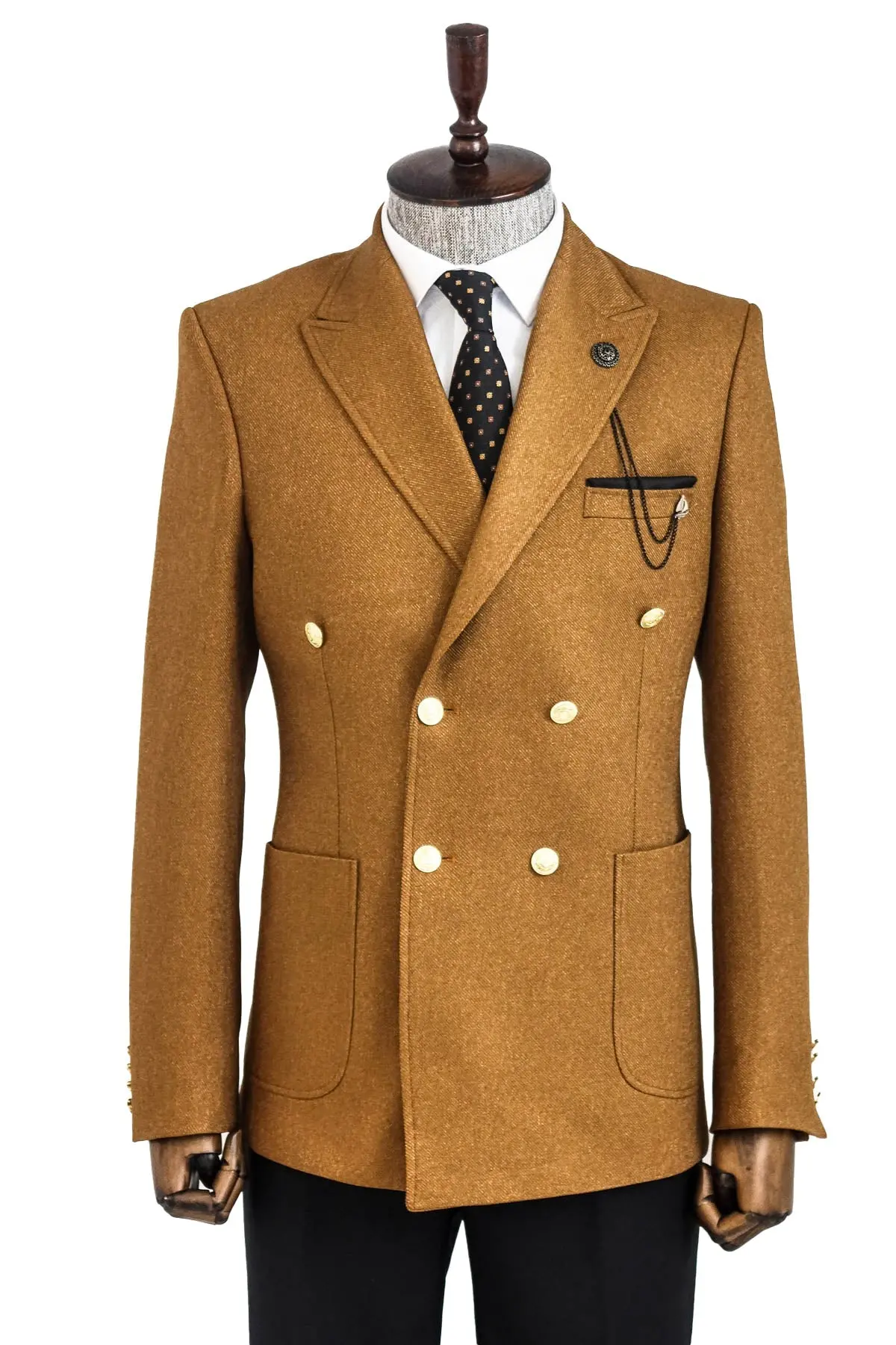 Kruvaze Slim Fit Taba Erkek Ceket - Wessi