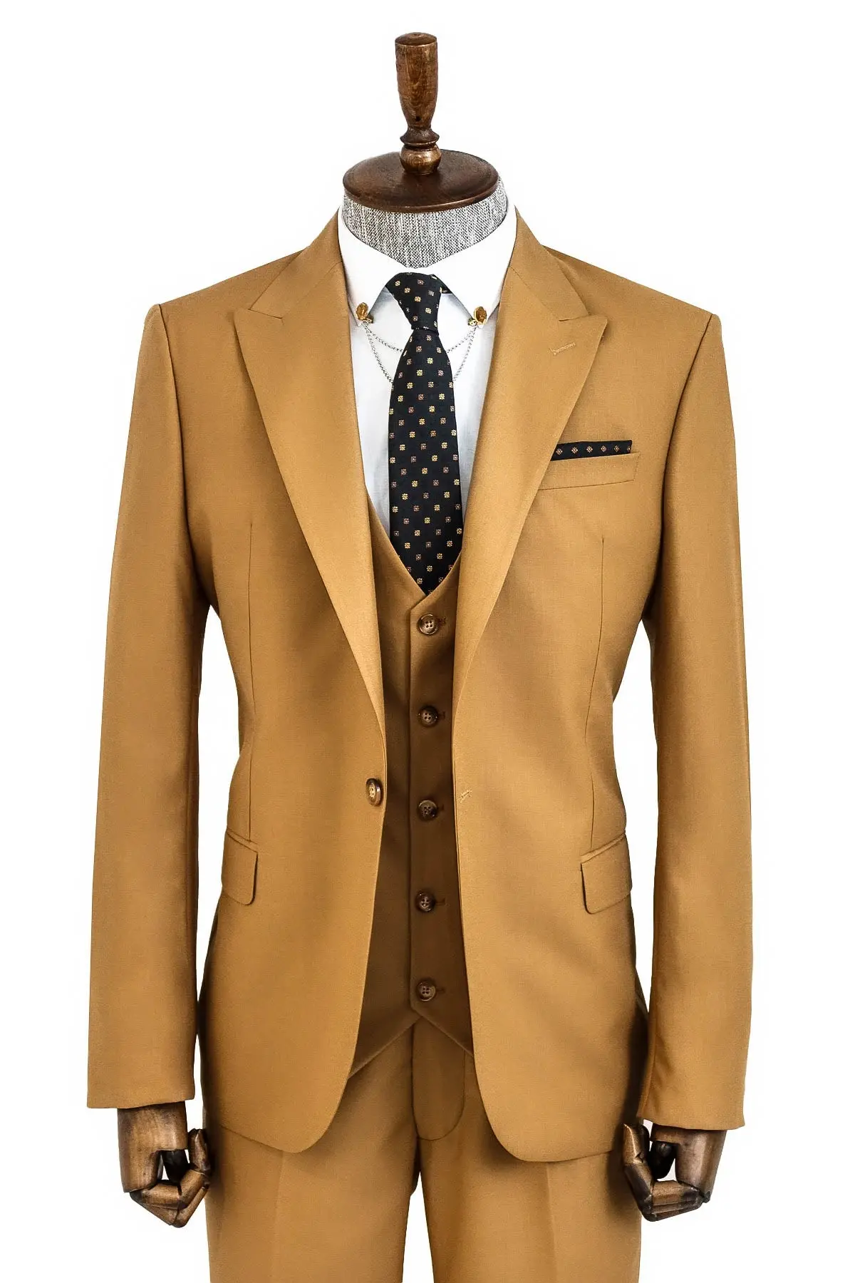 Desensiz Slim Fit Taba Erkek Takım Elbise - Wessi