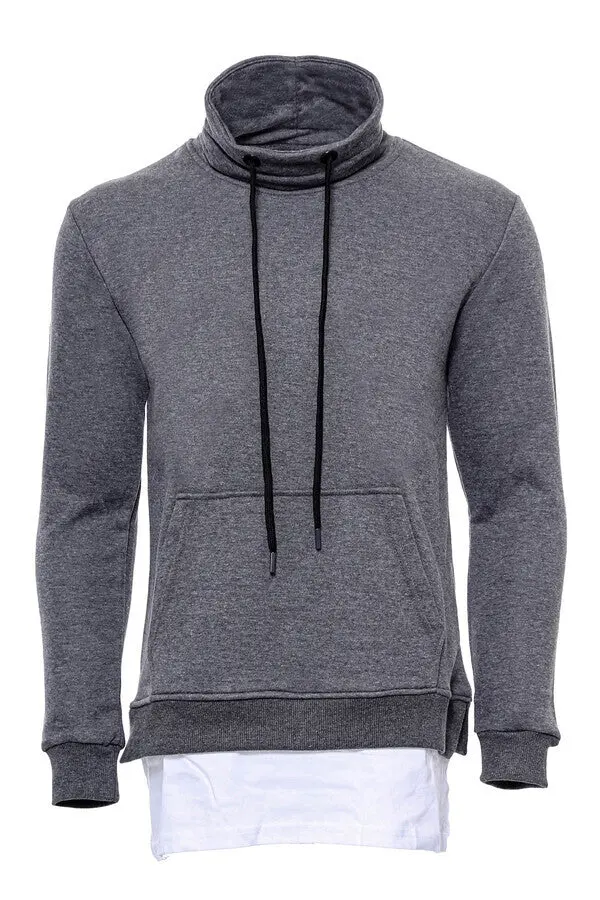 Erkek Şal Yaka T-shirt Detaylı Füme Sweatshirt - Wessi