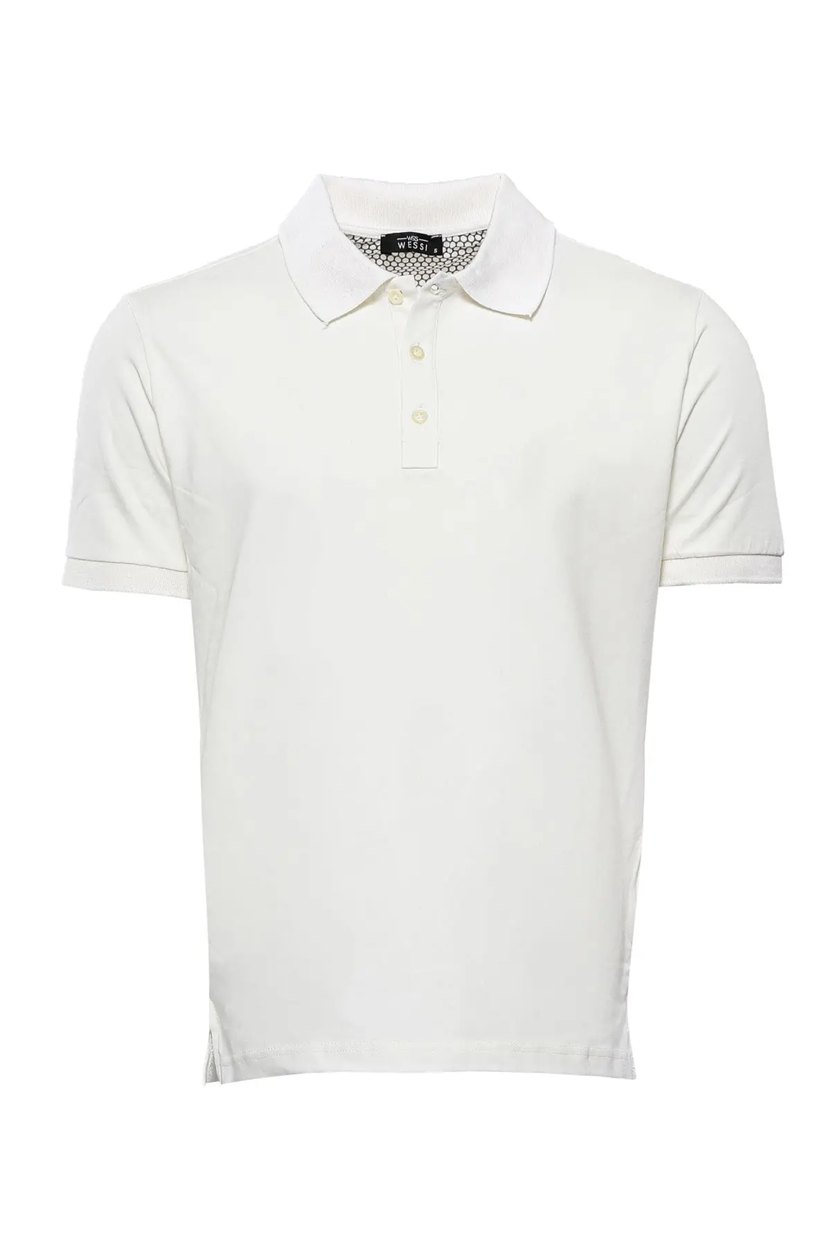 Polo Yaka Krem Düz T-shirt | Wessi