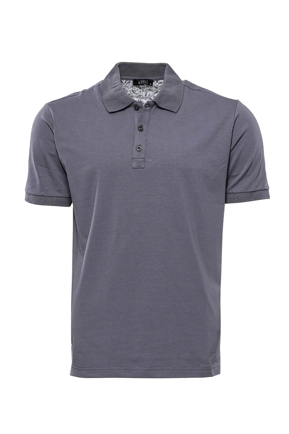 Polo Yaka Gri Düz T-shirt - Wessi Polo Yaka Gri Düz T-shirt - Wessi