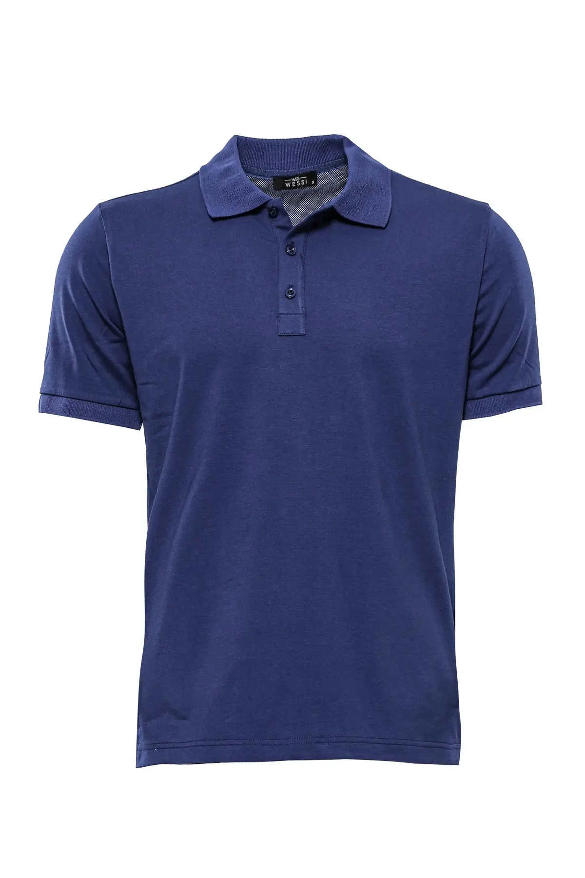 Polo Yaka Düz Açık Lacivert T-shirt - Wessi
