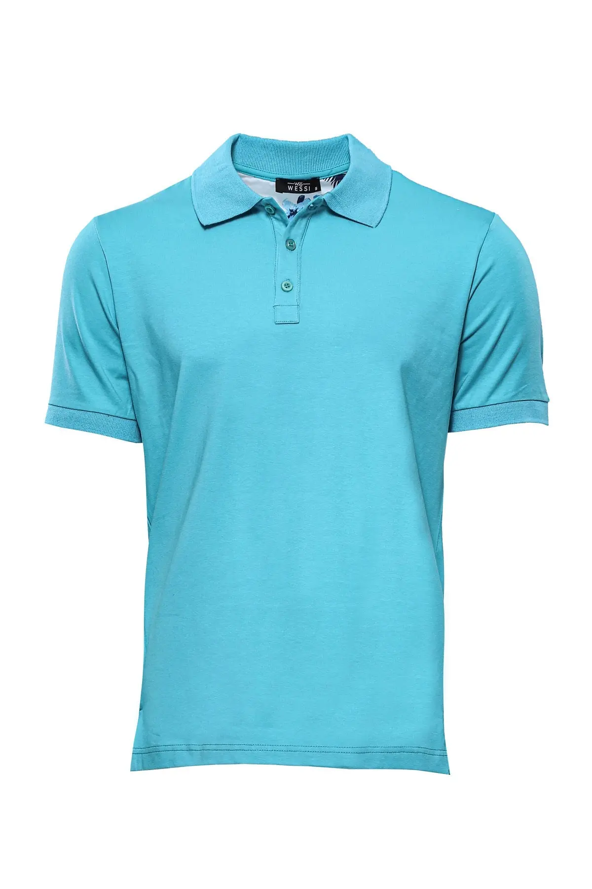 Polo Yaka Düz Mavi Erkek T-shirt - Wessi