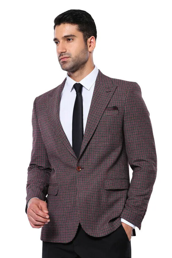 Pöti Kare Slim Fit Tek Düğme Siyah Erkek Ceket - Wessi