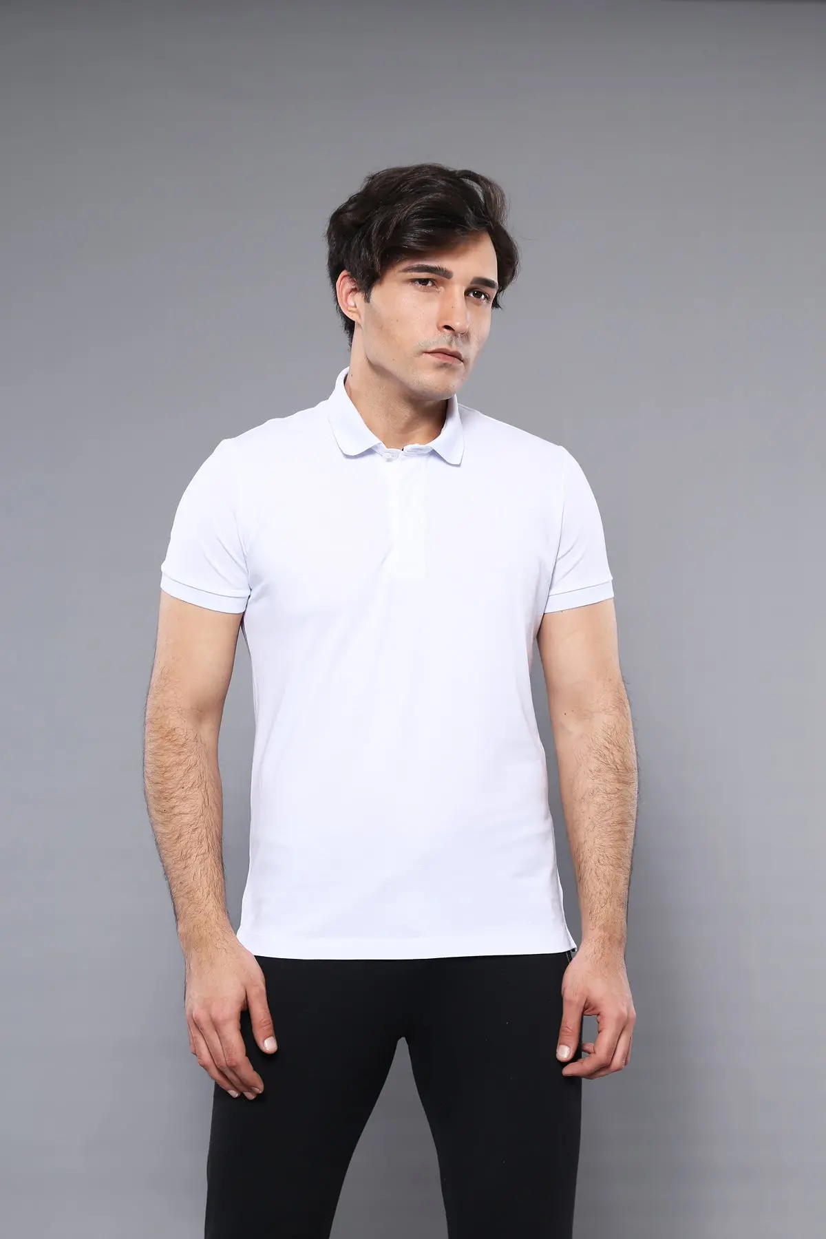 Polo Yaka Düz Beyaz T-shirt - Wessi Polo Yaka Düz Beyaz T-shirt - Wessi