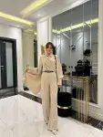 Kadın Uzun Kollu şal Detaylı Bluz Ve Pantolon Ikili Takım (kemer Dahil Değil)-2