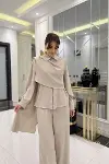 Kadın Uzun Kollu şal Detaylı Bluz Ve Pantolon Ikili Takım (kemer Dahil Değil)-3