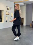 Kadın Uzun Kollu Ribana Ve Fermuar Detay Bluz Ve Yüksel Bel Pantolon 2li Takım-5