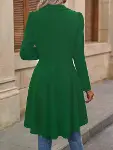 Kadın Uzun Kollu Yakalı önden Düğmeli Uzun Atlas Blazer Ceket-3