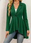 Kadın Uzun Kollu Yakalı önden Düğmeli Uzun Atlas Blazer Ceket-1