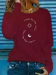 Kadın Uzun Kollu Bisiklet Yaka Desenli Viskon Bluz-1