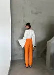 BEL LASTİK DETAYLI MODAL KUMAŞ PANTOLON - Orange-2