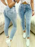 Kadın Yüksek Bel önden Düğmeli Jean Pantolon-1