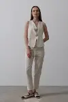 Düğme Detaylı Yelek - Krem-3