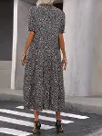 Kadın Mini Leopar Desen Midi üç Kat Elbise-2