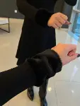 Kadın Uzun Kollu Kürk Yakalı Fermuarlı Kısa Viskon Iki Iplik Elbise-4