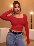 Kadın Kırmızı Kaşkorse Kumaş Bluz-3