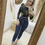 Kadın Yüksek Bel Düğmeli Yırtık Kot Pantolon-2