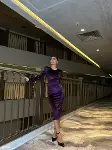 Kadın Bisiklet Yaka Vatkalı Manşet Detay Kadife Kumaş Midi Boy Elbise-2