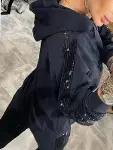 Kadın Uzun Kollu Kapşonlu Pulpayet Detay Viskon Iki Iplik Bluz Ve Pantolon Ikili Takım-3