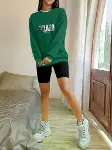 Kadın Uzun Kollu Bisiklet Yaka Desenli Viskon Iki Iplik Bluz-2