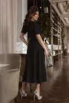 Kadın Kruvaze Yaka Midi Boy Kuşaklı Krep Elbise 120 Cm-5