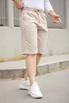 Erkek Beli Bağcıklı Ve Düğmeli Bezayağı Kumaş şort-1