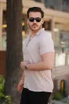 Erkek Ottoman Kumaş Apaj Yaka Kısa Kollu Gömlek-2