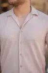 Erkek Ottoman Kumaş Apaj Yaka Kısa Kollu Gömlek-3