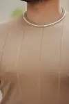 Erkek Bisiklet Yaka çizgi Desenli Ribanalı Kısa Kollu Tshirt-3