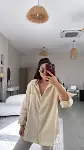Kadın Tek Cepli Over Size Ketem Gömlek-2
