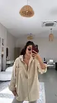 Kadın Tek Cepli Over Size Ketem Gömlek-3