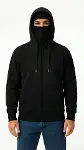 Samuray Ninja Çift Kapüşonlu ZIP Fermuarlı Kanguru Cepli Tam Fermuarlı Hoodie Sweatshirt - Siyah-3