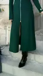 Kadın Uzun Kollu önden Fermuarlı Ithal Krep Elbise-4
