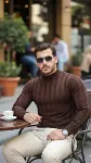 Erkek Yarım Balıkçı Yaka Kabartma Desenli Triko-3