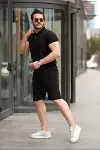 Erkek Yakalı Fermuarlı T-shirt şort Ikili Takım-2