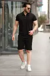 Erkek Yakalı Fermuarlı T-shirt şort Ikili Takım-1