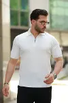 Erkek Fermuarlı Yakalı Kısa Kollu Tshirt-1